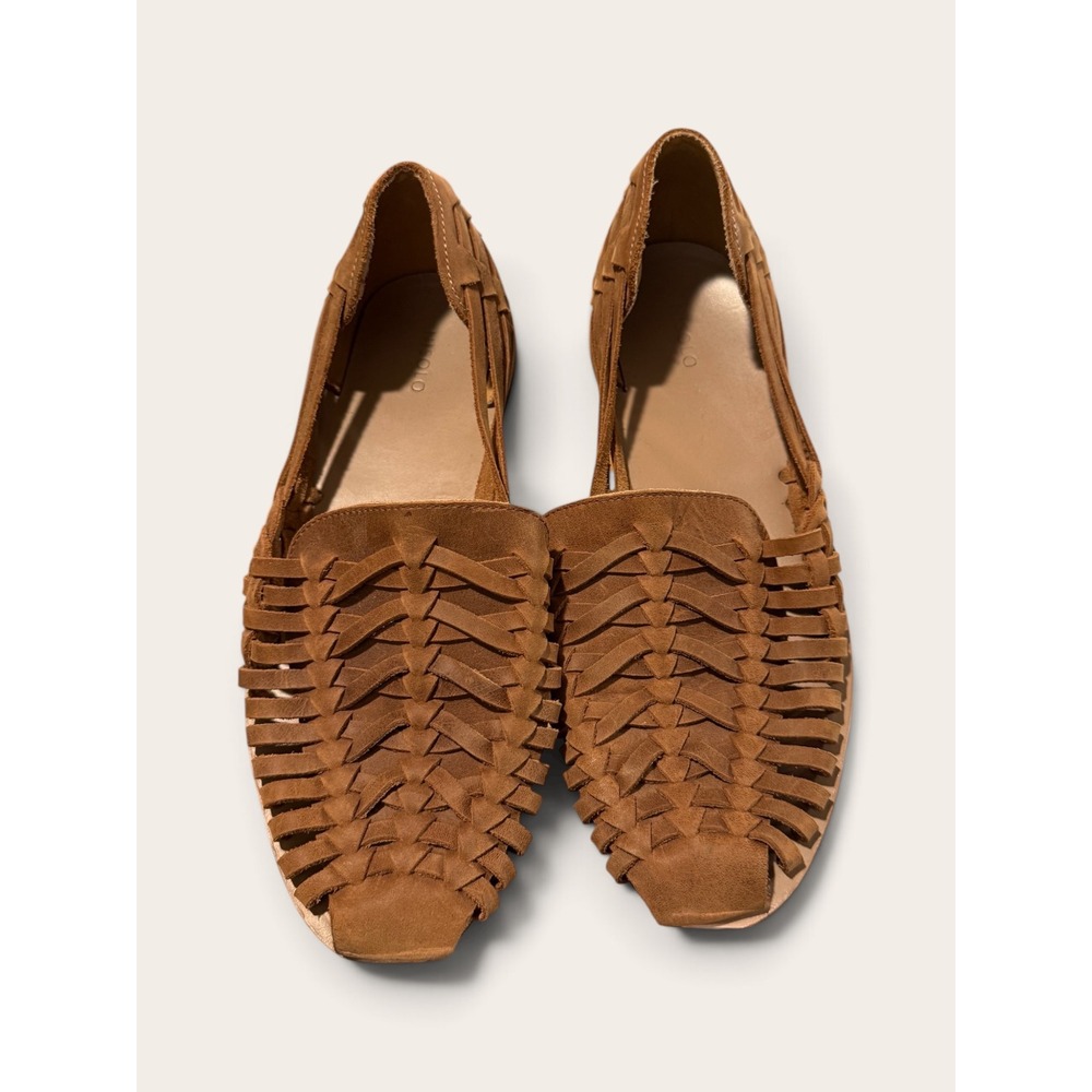 Nisolo Huarache Sandals Mens 10 Brandy Leather Woven Slip On Shoes PE202503